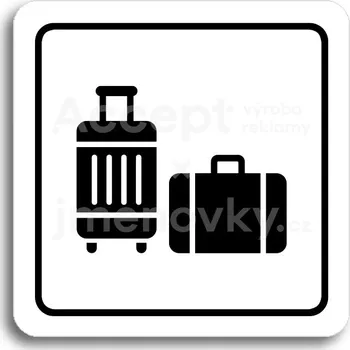 Značení Bílý piktogram "úschovna zavazadel III" s černým textem a rámečkem&nbsp;-