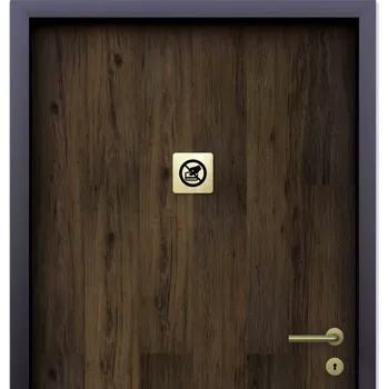 Informační tabulka Zlatý piktogram "zákaz placení kartou" s černým textem bez rámečku - 80 x 80 mm