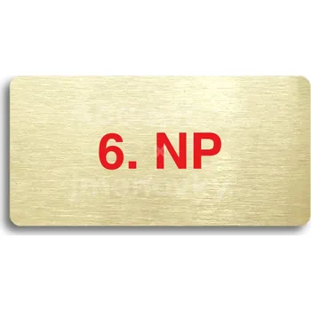 Značení Zlatý&nbsp;piktogram "6. NP" s červeným textem bez rámečku&nbsp;-