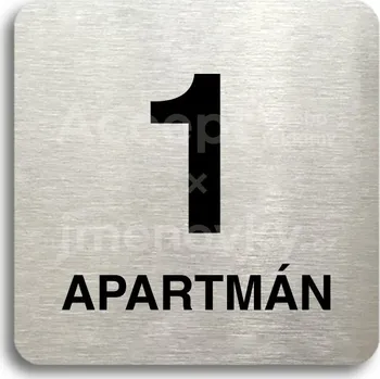 Značení Stříbrný piktogram "1 apartmán" s černým textem bez rámečku -