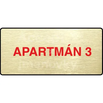 Informační tabulka Zlatý&nbsp;piktogram "APARTMÁN 3" s červeným textem a rámečkem&nbsp;-