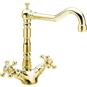 Vodovodní baterie ANTEA stojánková dřezová baterie s retro hubicí, zlato