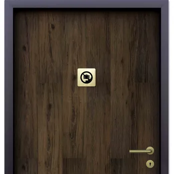 Informační tabulka Zlatý piktogram "zákaz vstupu se zavazadlem II" s černým textem bez rámečku - 80 x 80 mm