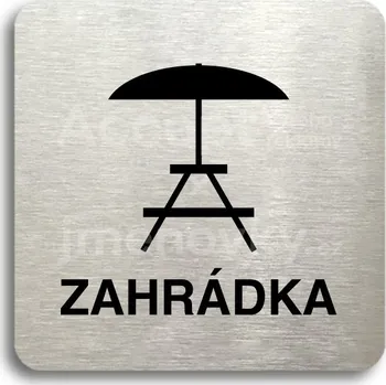 Informační tabulka Stříbrný piktogram "zahrádka III" s černým textem bez rámečku -