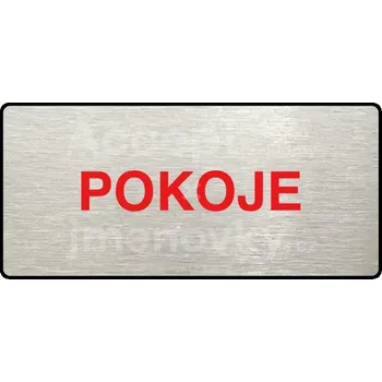 Značení Stříbrný&nbsp;piktogram "POKOJE" s červeným textem a rámečkem&nbsp;-