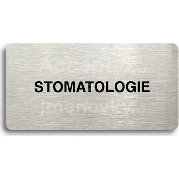 Značení Stříbrný piktogram "STOMATOLOGIE" s černým textem bez rámečku -