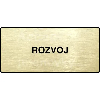 Informační tabulka Zlatý piktogram "ROZVOJ" s černým&nbsp;textem a rámečkem&nbsp;-