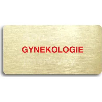 Informační tabulka Zlatý&nbsp;piktogram "GYNEKOLOGIE" s červeným textem bez rámečku&nbsp;-