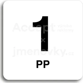 Informační tabulka Bílý piktogram "1 NP" s černým textem bez rámečku&nbsp;-