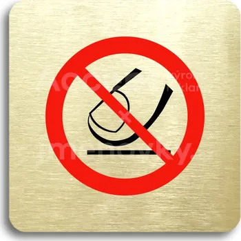 Značení Zlatý&nbsp;piktogram "nedotýkejte se" s červeným textem bez rámečku&nbsp;-