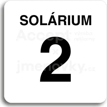 Informační tabulka Bílý piktogram "solárium 2" s černým textem bez rámečku -