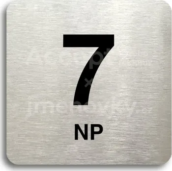 Informační tabulka Stříbrný piktogram "7 NP" s černým&nbsp;textem bez rámečku -