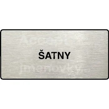 Informační tabulka Stříbrný piktogram "ŠATNY" s černým&nbsp;textem a rámečkem&nbsp;-