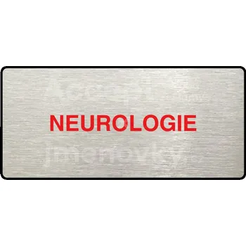 Informační tabulka Stříbrný piktogram "NEUROLOGIE" s červeným textem a rámečkem -
