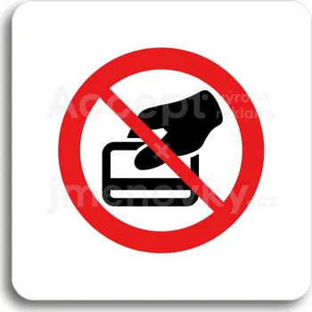 Informační tabulka Bílý piktogram "zákaz placení kartou" s červeným textem bez rámečku&nbsp;-