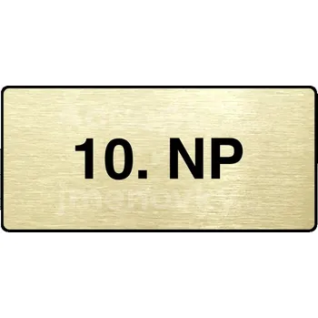 Informační tabulka Zlatý piktogram "10. NP" s černým textem a rámečkem -