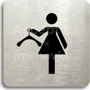 Informační tabulka Stříbrný piktogram "převlékací box VII" s černým&nbsp;textem bez rámečku -