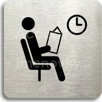 Informační tabulka Stříbrný piktogram "čekárna V" s černým&nbsp;textem bez rámečku -