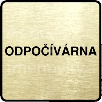 Informační tabulka Zlatý piktogram "odpočívárna" s černým&nbsp;textem a rámečkem&nbsp;-