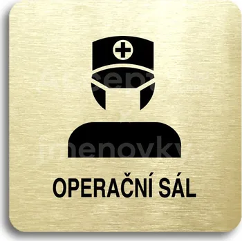 Značení Zlatý piktogram "operační sál II" s černým&nbsp;textem bez rámečku&nbsp;-