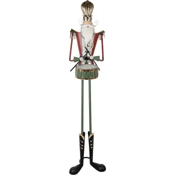 Vánoční dekorace vojáček v červeném kabátku s bubínkem a plnovousem – 38x47x183 cm + doprava zdarma