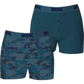 Sada pánského spodního prádla Lonsdale boxerky s knoflíčky modrý maskáč 2ks Velikost: M
