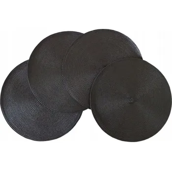prostírání 4 x Podkładka na stół kuchyňská pletená podložka černá 38 cm kulatá