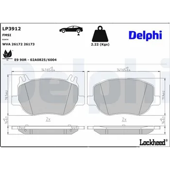 Brzdová destička DELPHI LP3912 Sada brzdových destiček, kotoučová brzda (LP3912)