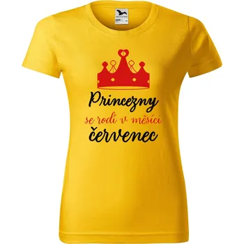 DOBRÝ TRIKO Dámské tričko s potiskem Princezny se rodí Barva: Žlutá, Velikost: M