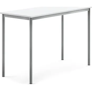 Jídelní stůl Stůl BORÅS, 1400x600x900 mm, stříbrné nohy, HPL deska, bílá