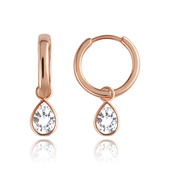 Náušnice Olivie MINET Elegantní zlaté náušnice z růžového zlata s bílými zirkony Au 585/1000