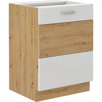 Kuchyňská skříňka 60 D 1F BB Spodní skříňka ARTISAN bílý lesk/dub artisan