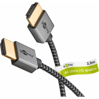 Video kabel Goobay Plus Slim High-Speed-HDMI-Kabel mit Ethernet, 4K @ 60Hz (grau, 2 Meter)