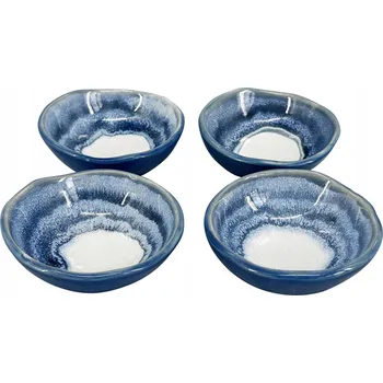 Set 4 ks - Keramická miska Ripple ø 8,5 cm, modrá
