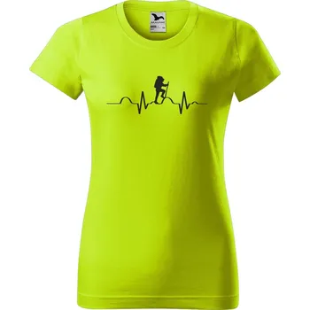 Dámské oblečení DOBRÝ TRIKO Dámské tričko s potiskem Tep turista Barva: Limetková, Velikost: M