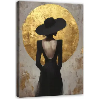 Obraz OBRAZ ŽENA ZLATÁ ABSTRAKCE LOFT DO LOŽNICE OBÝVÁKU NA PLÁTNĚ 40x30