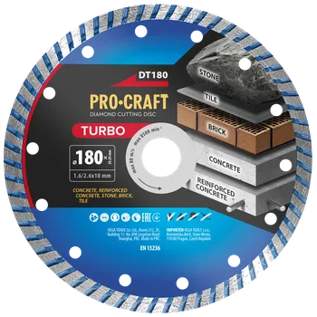 Řezný kotouč Diamantový řezný kotouč Turbo Procraft DT180