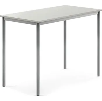 Jídelní stůl Stůl SONITUS, 1200x700x900 mm, stříbrné nohy, HPL deska tlumící hluk, šedá