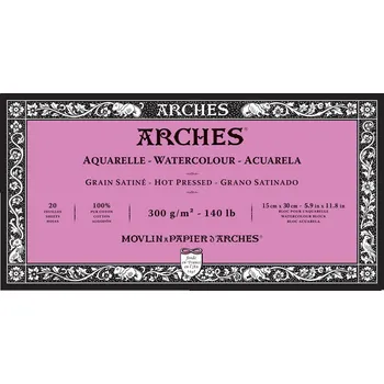 Blok Arches Hot Pressed, 300 g/m2, 20 archů - 15 x 30 cm