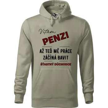 Pánská mikina Pánská mikina s potiskem Šťastný důchodce Velikost (muž): M, Vyberte barvu: Světlá khaki