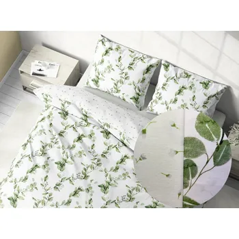 Povlečení Tegatex Povlečení bavlna - zelené listy 70*90 cm, 140*200 cm
