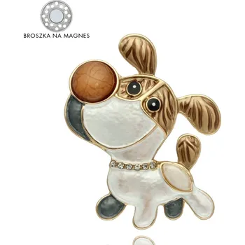 Brož Yvon Magnetická brož s veselým pejskem ve smaltovaném provedení vícebarevná