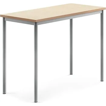 Jídelní stůl Stůl SONITUS, 1200x600x900 mm, stříbrné nohy, deska s linoleem, béžová