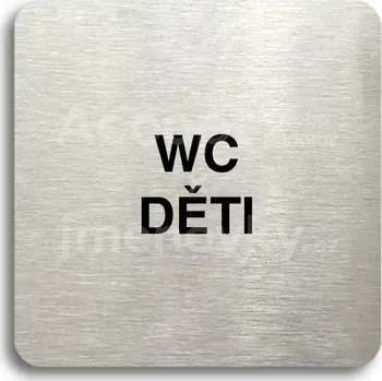 Informační tabulka Stříbrný piktogram "WC děti" s černým&nbsp;textem bez rámečku -