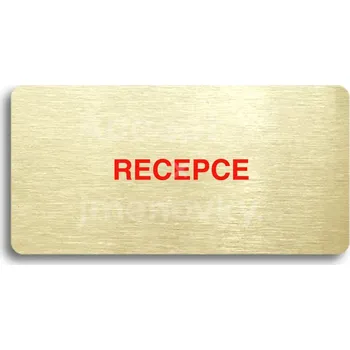 Značení Zlatý&nbsp;piktogram "RECEPCE" s červeným textem bez rámečku&nbsp;-
