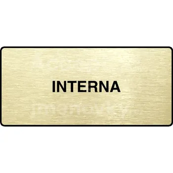 Informační tabulka Zlatý piktogram "INTERNA" s černým textem a rámečkem -