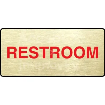 Značení Zlatý&nbsp;piktogram "RESTROOM" s červeným textem a rámečkem&nbsp;-