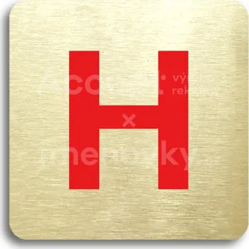 Informační tabulka Zlatý piktogram "hydrant" s červeným textem bez rámečku -