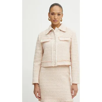 Dámské sako Blazer s příměsí vlny BOSS béžová barva, 50537976 02X, vel. 38