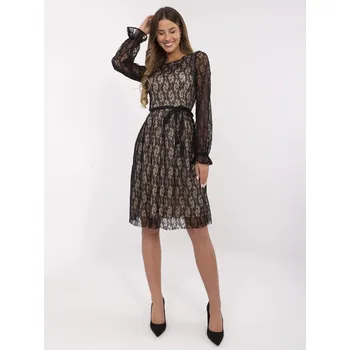 Dámské šaty Černé dámské krajkové šaty s páskem LK-SK-509941.58P-black Velikost: 44